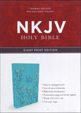 NKJV Holy Bible Giant Print Thomas Nelson Reference, Teal Flowers, Leathersoft