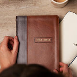 KJV Center Column Reference Bible, Brown Leathersoft, Red Letter, Comfort Print