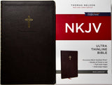 NKJV Ultra Thinline Bible, Black Leathersoft, Red Letter, Comfort Print