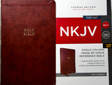 NKJV Single Column Reference Bible, Brown Leathersoft, Indexed, Red Letter