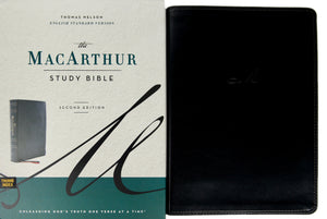 ESV Bible: The MacArthur Study Bible, Thumb Index, Black Leathersoft