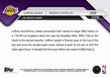2026 Topps NOW LeBron James & Bronny James Jr. #229 Father-Son Assist Lakers Card AG2