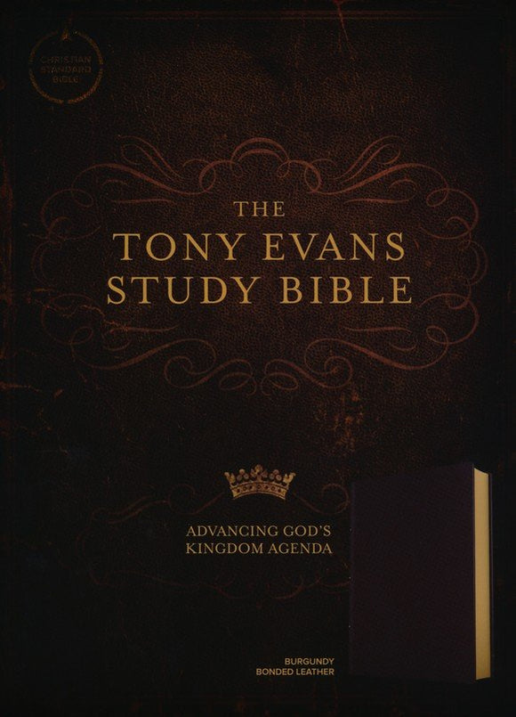 The Tony Evans Study CSB Bible Bonded Leather, Burgundy