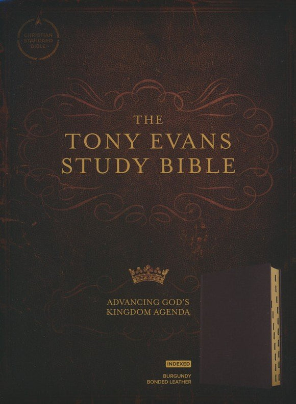 The Tony Evans Study CSB Bible Bonded Leather, Indexed, Burgundy