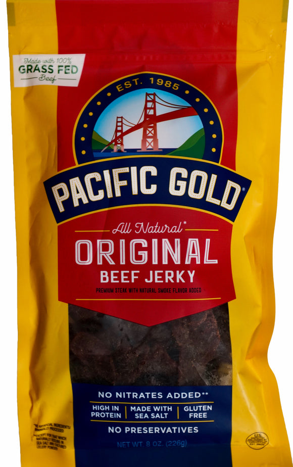 Pacific Gold All Natural Original Beef Jerky Natural Smoke Flavor, 8 Ounces