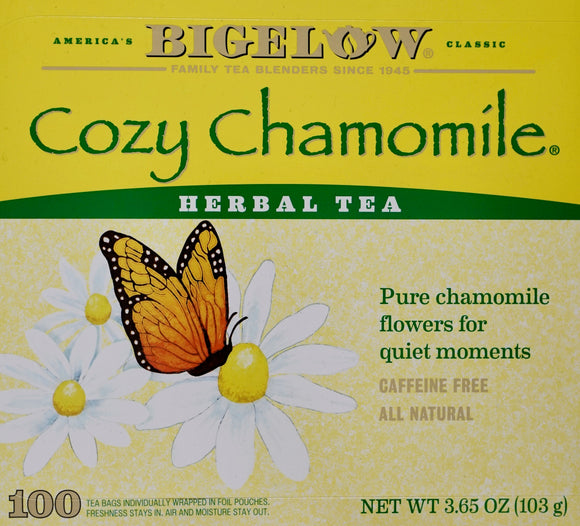 Bigelow Cozy Chamomile Herbal Tea Individually Wrapped Caffeine-Free, 100 Count