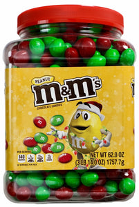 M&M's Peanut Milk Chocolates Holiday Christmas Red Green Candies, 62 Ounce
